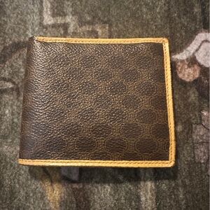 CELINE Wallet Women's Beige Brown Macadam Triomphe Bi-Fold Leather